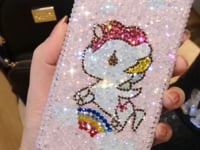 Handmade iPhone Case Bling Pink Opal Rhinestone Cute Unicorn