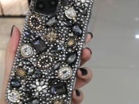 Handmade iPhone Case Luxury Bling Black Crystal with Stylish Charms