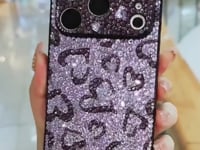 Handmade iPhone Case Luxury Purple Bling Rhinestone Leopard & Heart