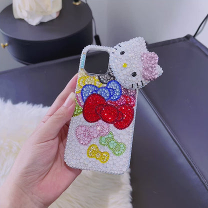 3D Hello Kitty with Bow Gorgeous Bling Rhinestone For iPhone Case