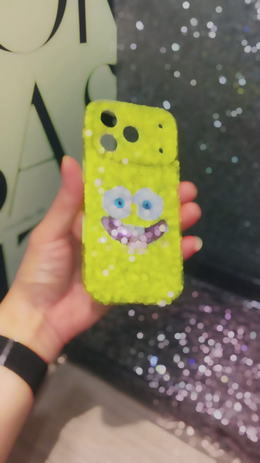 Handmade iPhone Case Gorgeous Bling Yellow Crystals SpongeBob