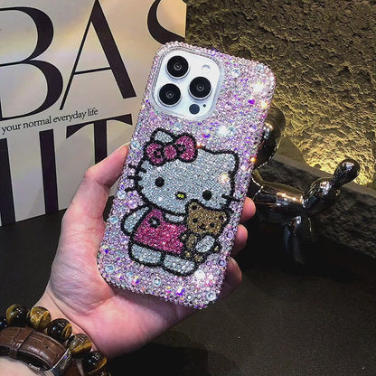 Hello Kitty & Cute Bear Gorgeous Bling Crystal For iPhone Case