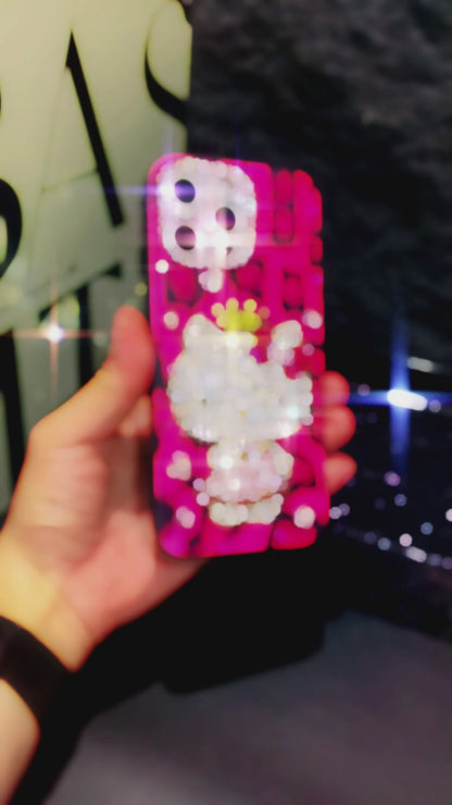 Handmade iPhone Case Minimalism Rhinestone Leopard Hello Kitty Case