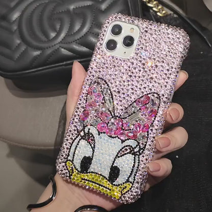 Handmade iPhone Case Luxury Bling Rhinestone Cute Daisy Duck Cartoon Case