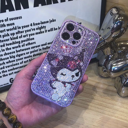 Handmade iPhone Case Luxury Bling Purple Rhinestone Cute Kuromi Case