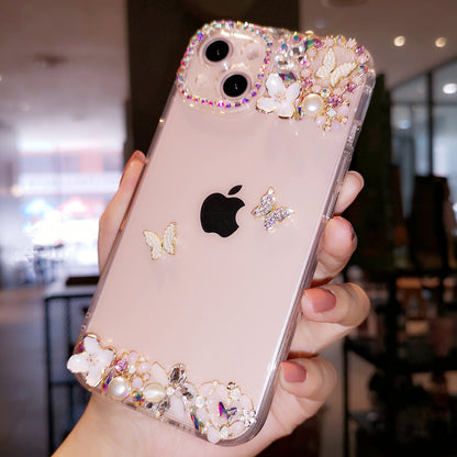 Handmade iPhone Case Minimalist Butterfly Bling Rhinestone Back Case