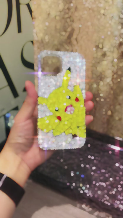Handmade iPhone Case Luxury Bling Rhinestone Cute Pikachu Case