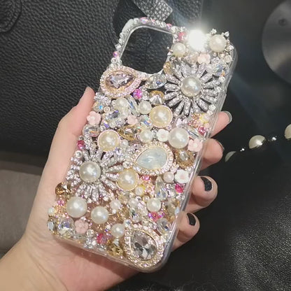 Handmade iPhone Case Luxury Bling Rhinestone Crystal Gem & Pearls