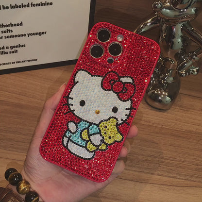 Handmade iPhone Case Luxury Bling Red Rhinestone Cute Hello Kitty Back Case
