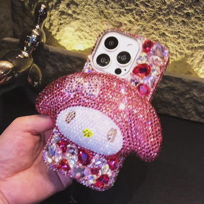 3D My Melody Gorgeous Bling Rose Red Gemstone For iPhone Samsung Case