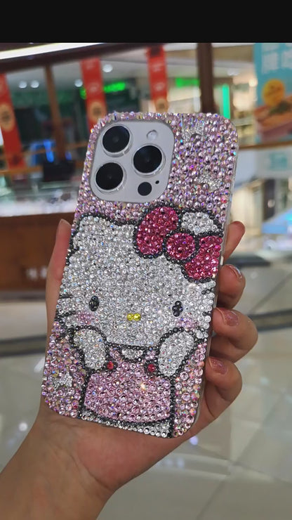 Handgemachte iPhone Hülle Luxus Bling Strass Süße Hello Kitty Hülle