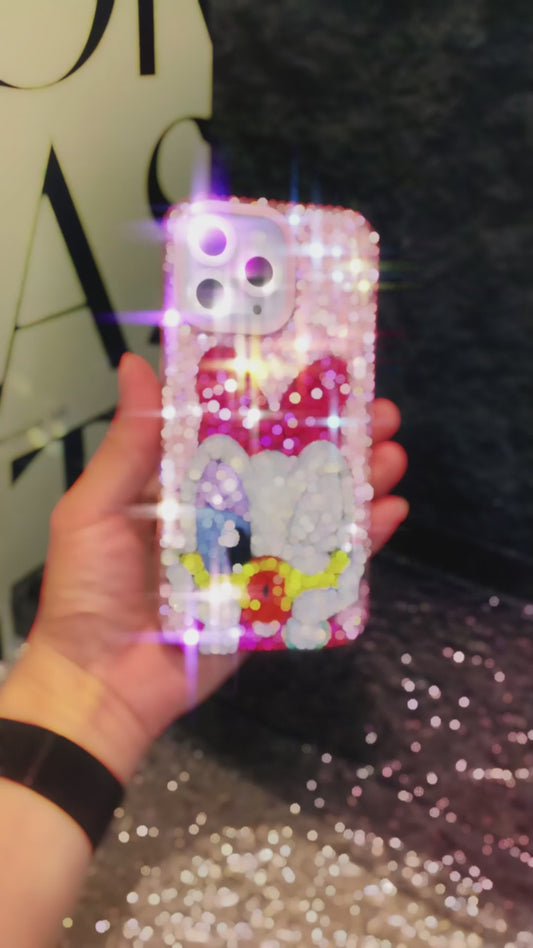 Handmade iPhone Case Luxury Bling Pink Rhinestone Cute Daisy Duck
