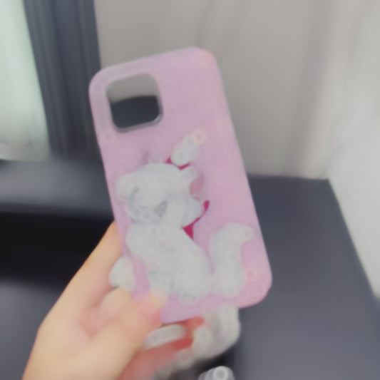 Handmade Bling Pink Rhinestone Marie Cat iPhone Case