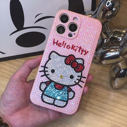 Handgemachte iPhone Hülle Luxus Bling Pink Strass Süße Hello Kitty Hülle