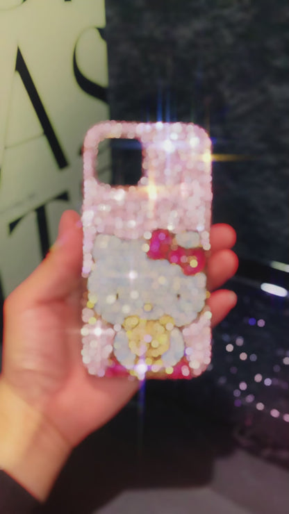 Handmade iPhone Case Bling Pink Rhinestone Hello Kitty & Cute Bear