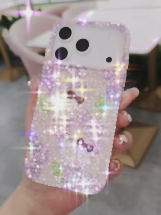 Hello Kitty with Purple Flowers Bling Rhinestone Case for iPhone